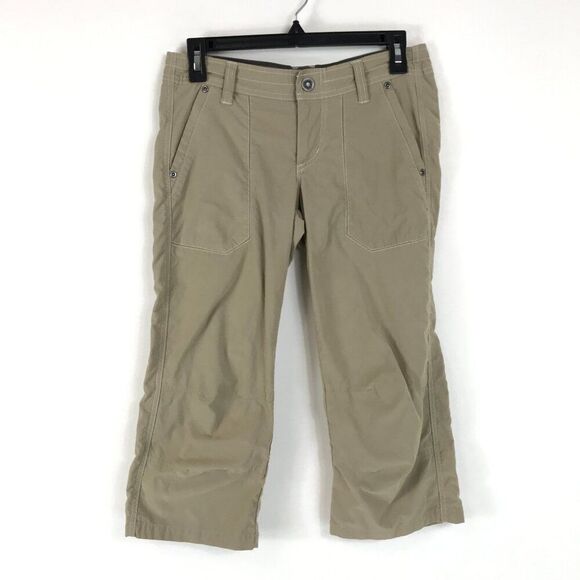 Kuhl Mid-Rise Hiking Capri Women's Size 2 Beige Cropped Embroidered Pockets - Picture 1 of 14
